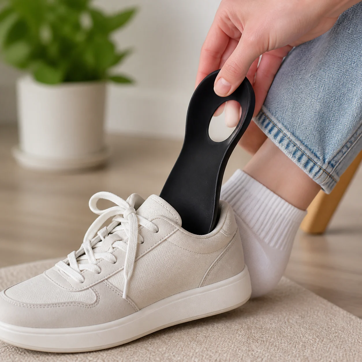 OrthoStep Einlegesohle beim Einlegen in einen Schuh