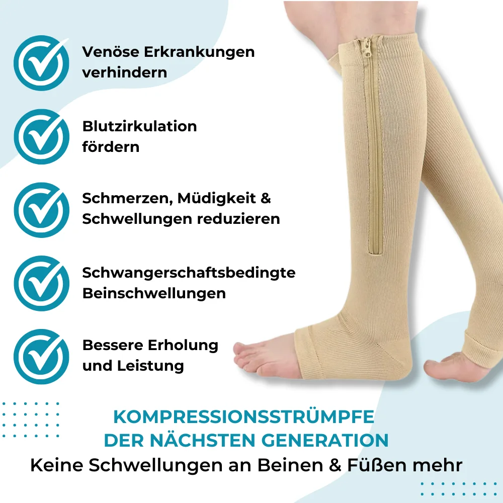 ZipFit Zehenfreie Kompressionsstrümpfe – Hautfarbe