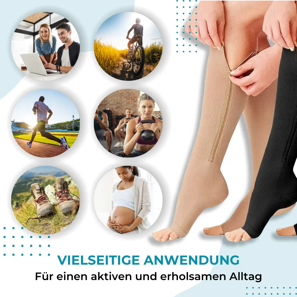 ZipFit Zehenfreie Kompressionsstrümpfe – Detailansicht
