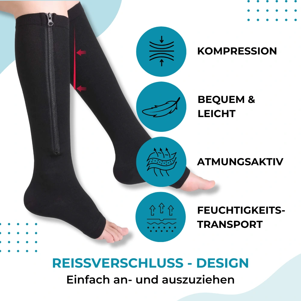 ZipFit Zehenfreie Kompressionsstrümpfe – Übersicht